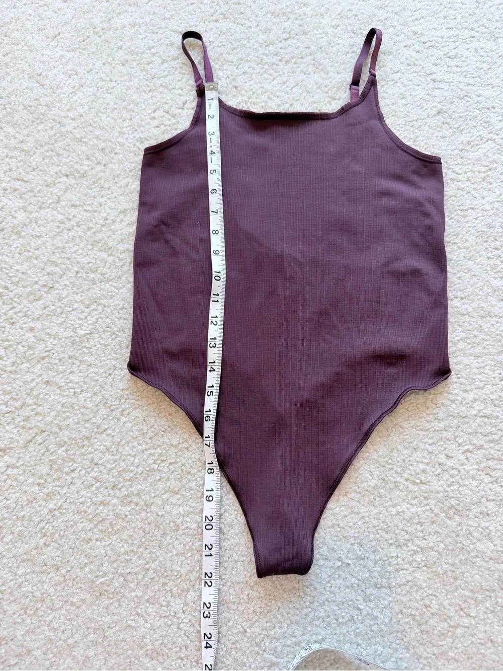 Lululemon Underneath It All Bodysuit Plum Ribbed Thong Adjustable Straps Size L